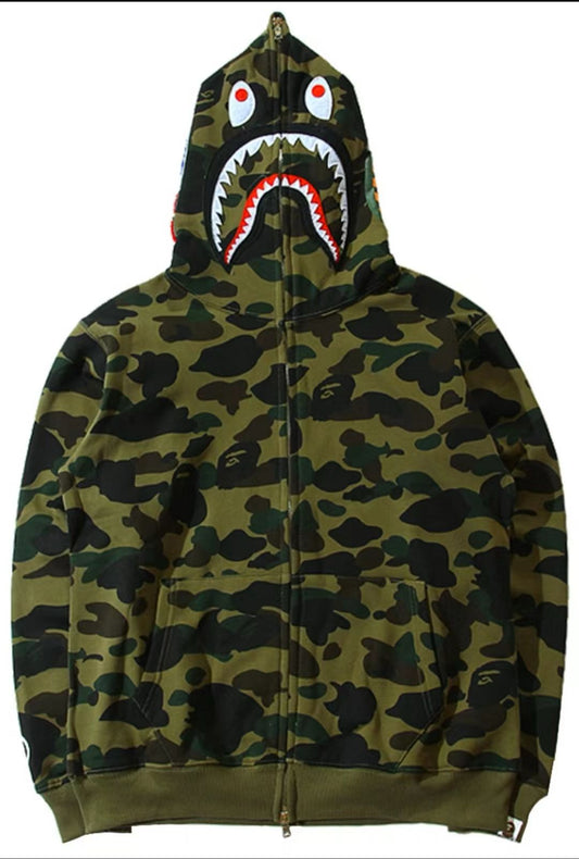 Bape Zip Up Hoodie Green